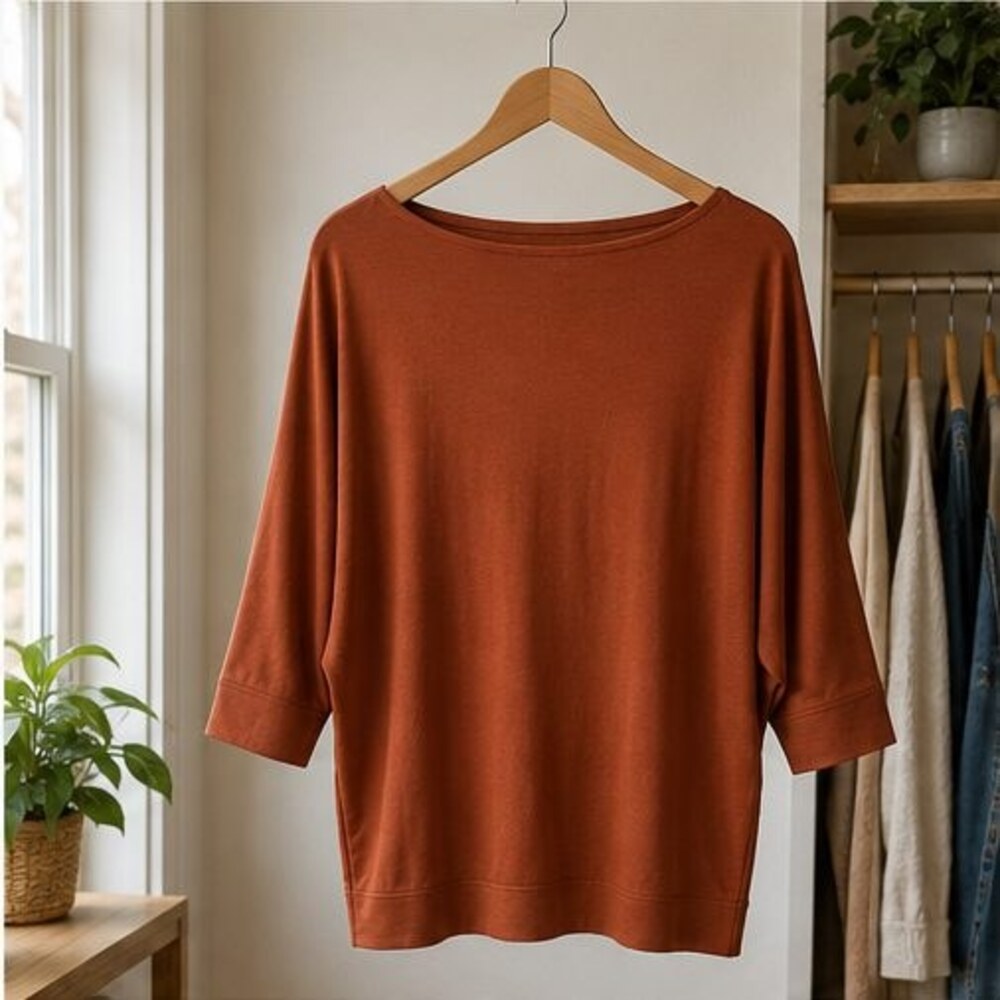 Rust Boat Neck Dolman Top